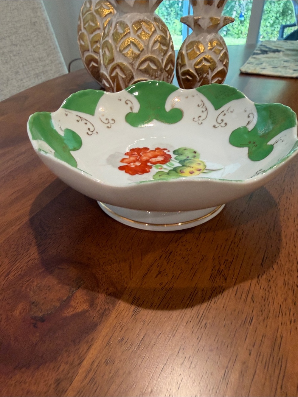 Vintage 50’s Floral Porcelain Footed Bowl Made in Japan - Picture 3 of 5